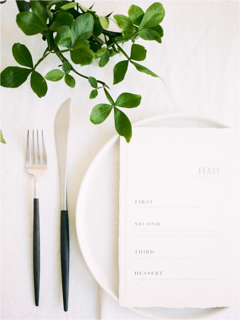 overhead shot of minimalist place setting